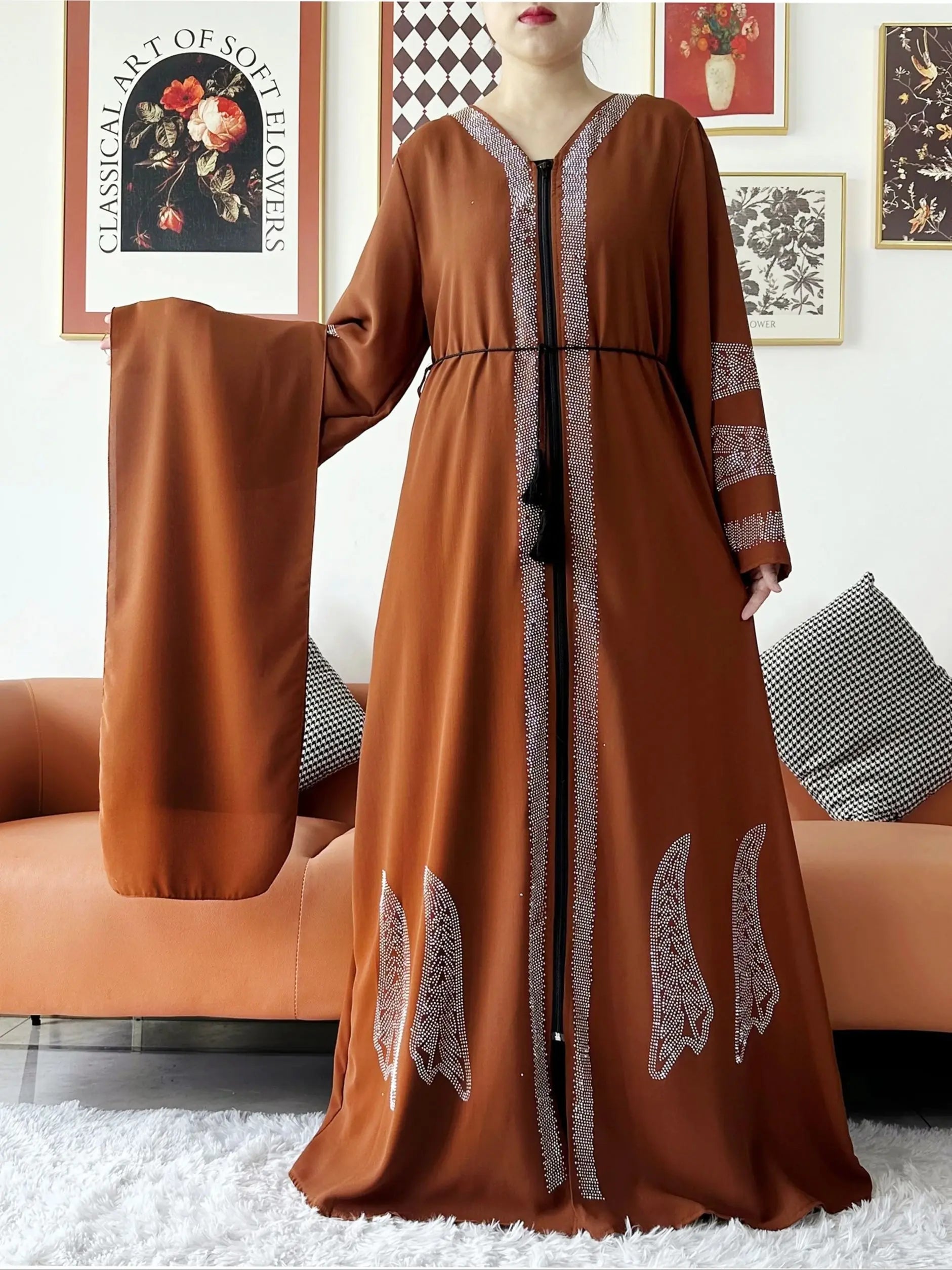 Abaya Femme Chiffon Zippée