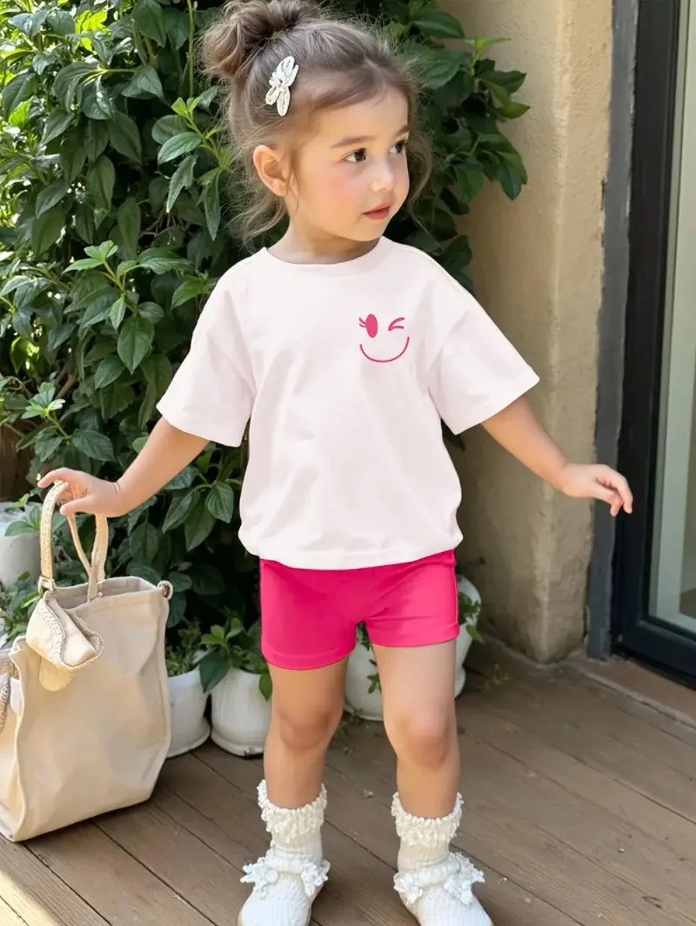 Ensemble Fille Fleur à Carreaux