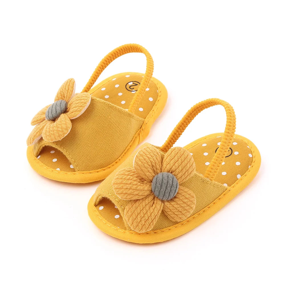 Baby Sandal with Hairband Cute Flower Design Soft Cotton Sandal for