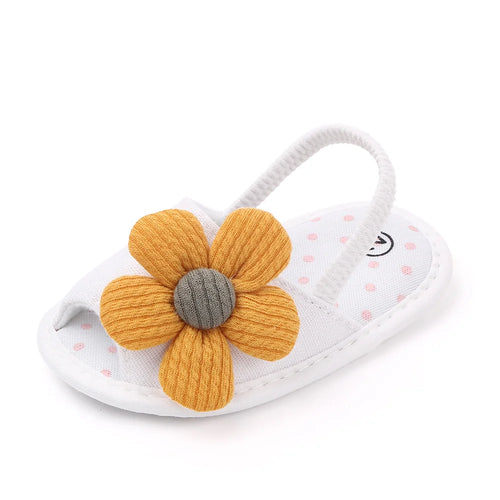Baby Sandal with Hairband Cute Flower Design Soft Cotton Sandal for