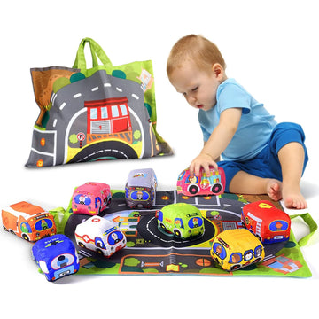 Tapis de jeu avec 9 voitures souples