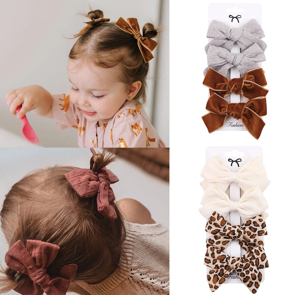 Barrettes Bébé Nœud Léopard