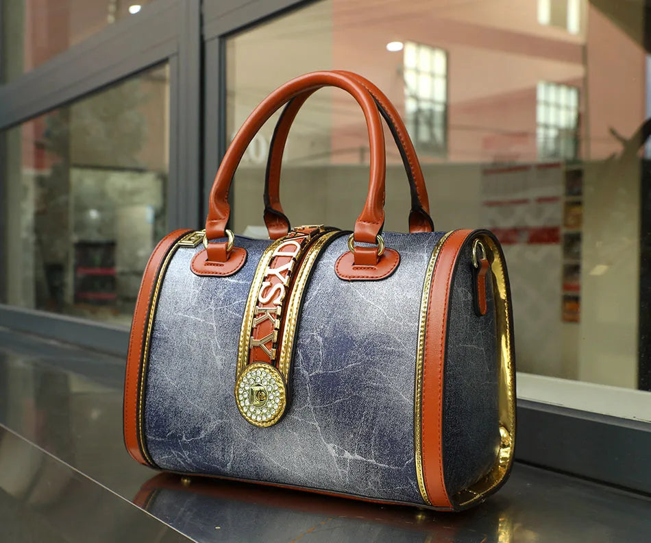 Sac Boston Femme Cuir Croco Vintage