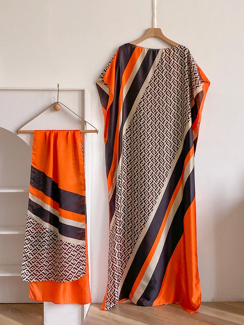 Robes africaines d'été à la mode pour femmes Soie imprimée élégante