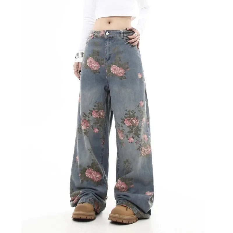 Jean Femme Fleuri Y2K Tendance