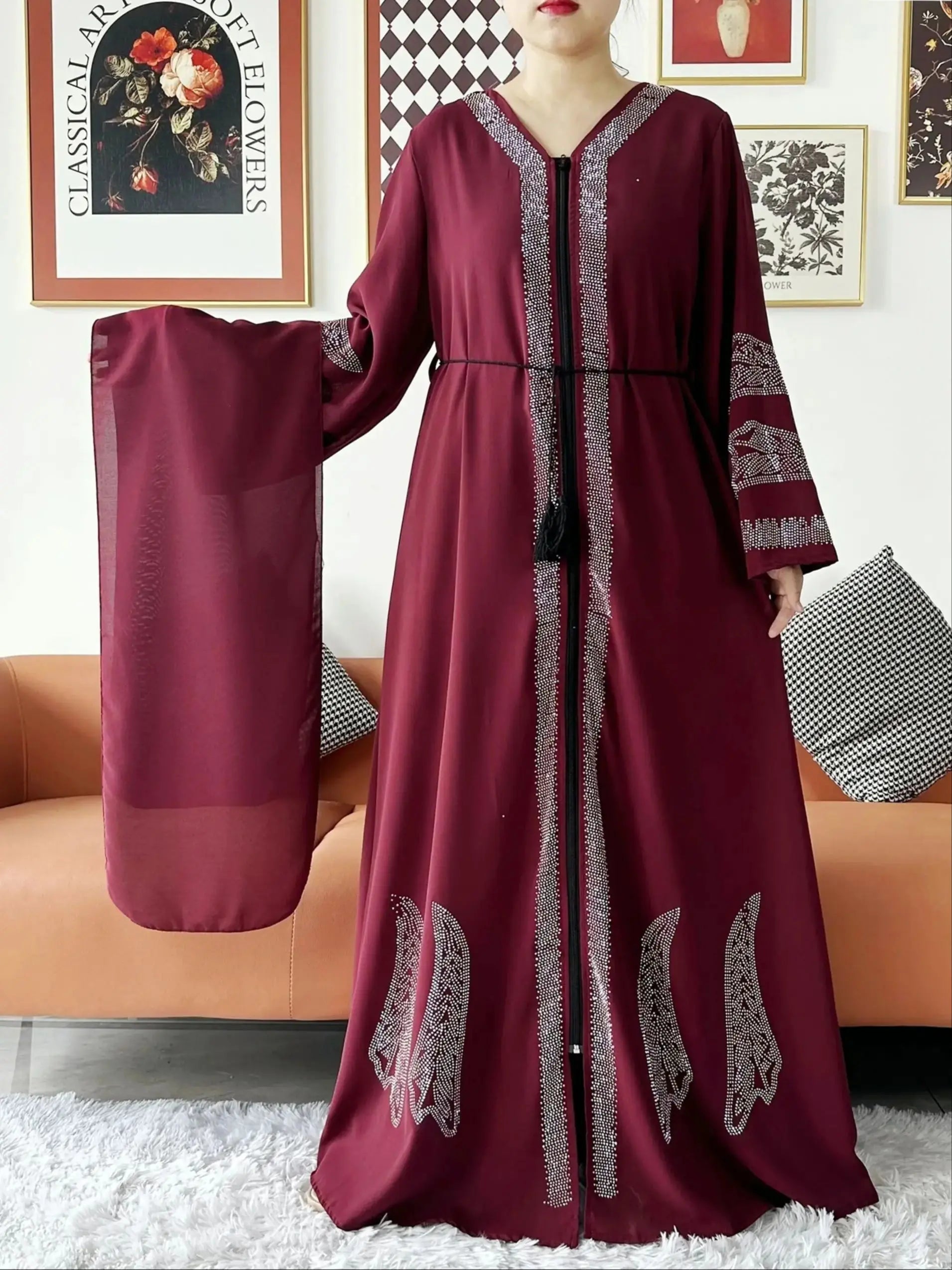 Abaya Femme Chiffon Zippée