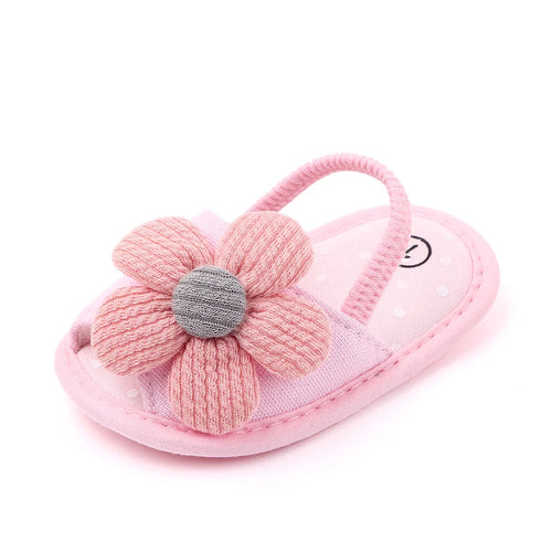 Baby Sandal with Hairband Cute Flower Design Soft Cotton Sandal for