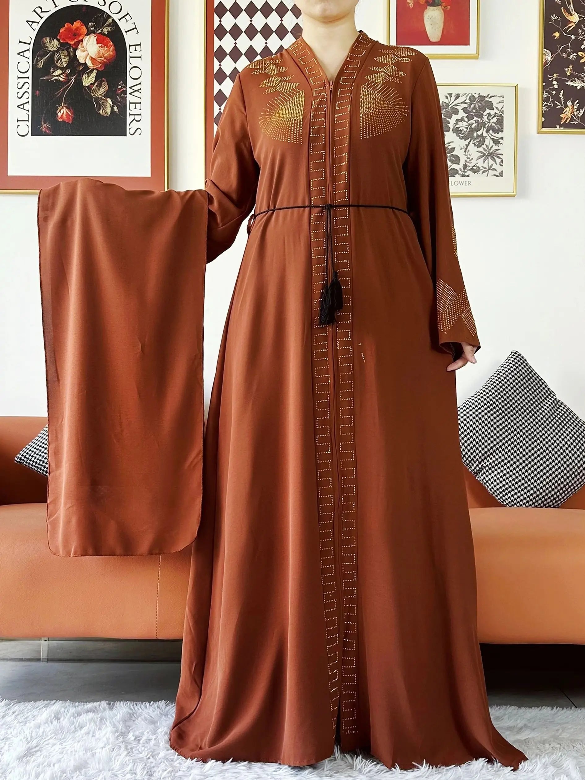 Abaya Femme Chiffon Zippée