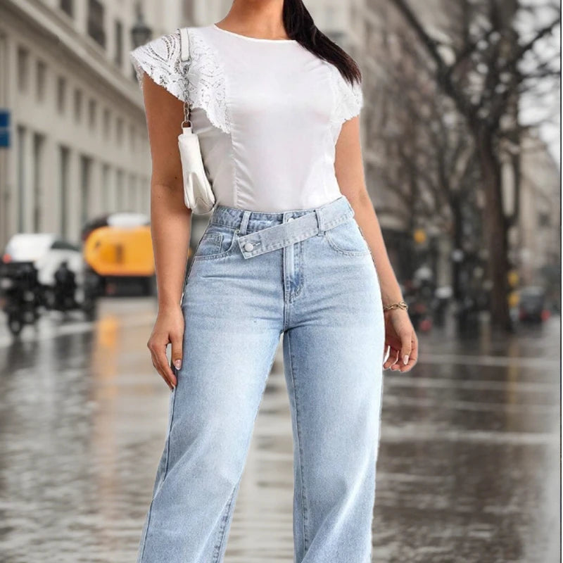 Jean Femme Y2K Taille Croisée