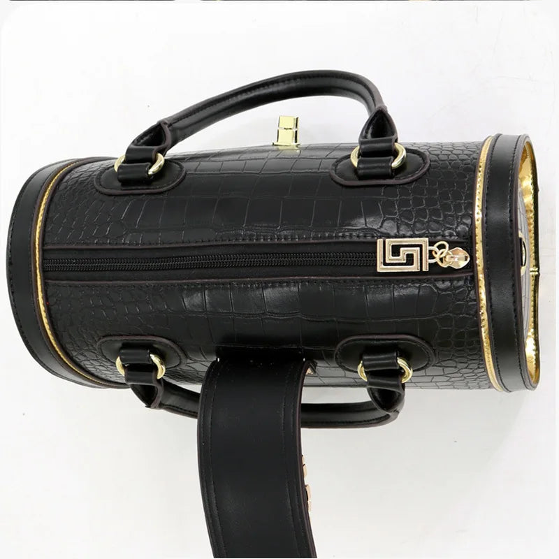 Sac Boston Femme Cuir Croco Vintage