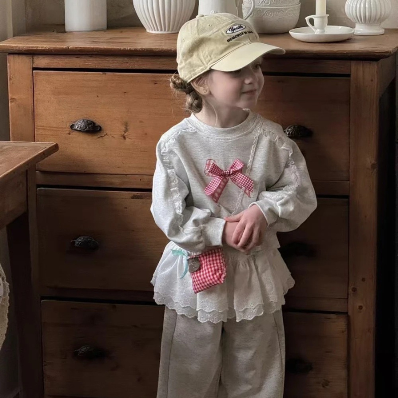 Ensemble Fille Noeud Gris