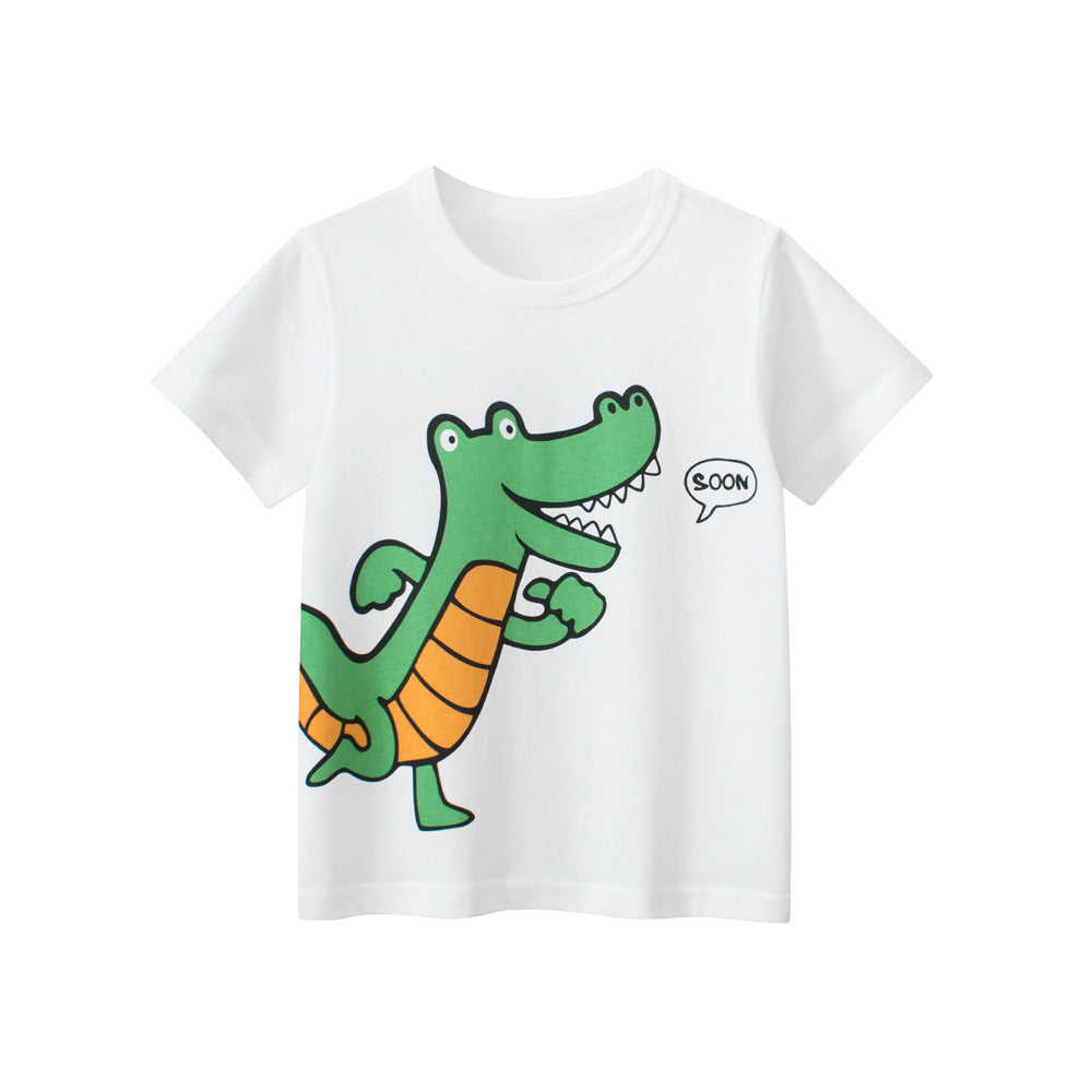 Boys’ Cartoon Crocodile Pattern T-Shirt In European And American Style