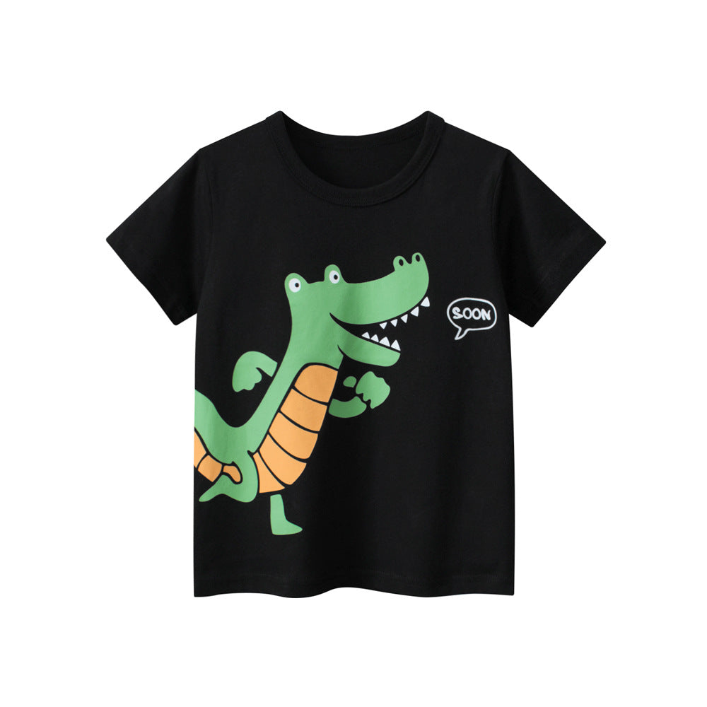 Boys’ Cartoon Crocodile Pattern T-Shirt In European And American Style