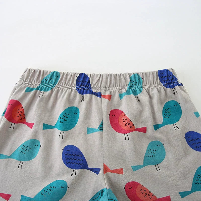 Summer Baby Kids Cute Birds Cartoon Pattern Vest and Shorts Clothing Set for Girls-3