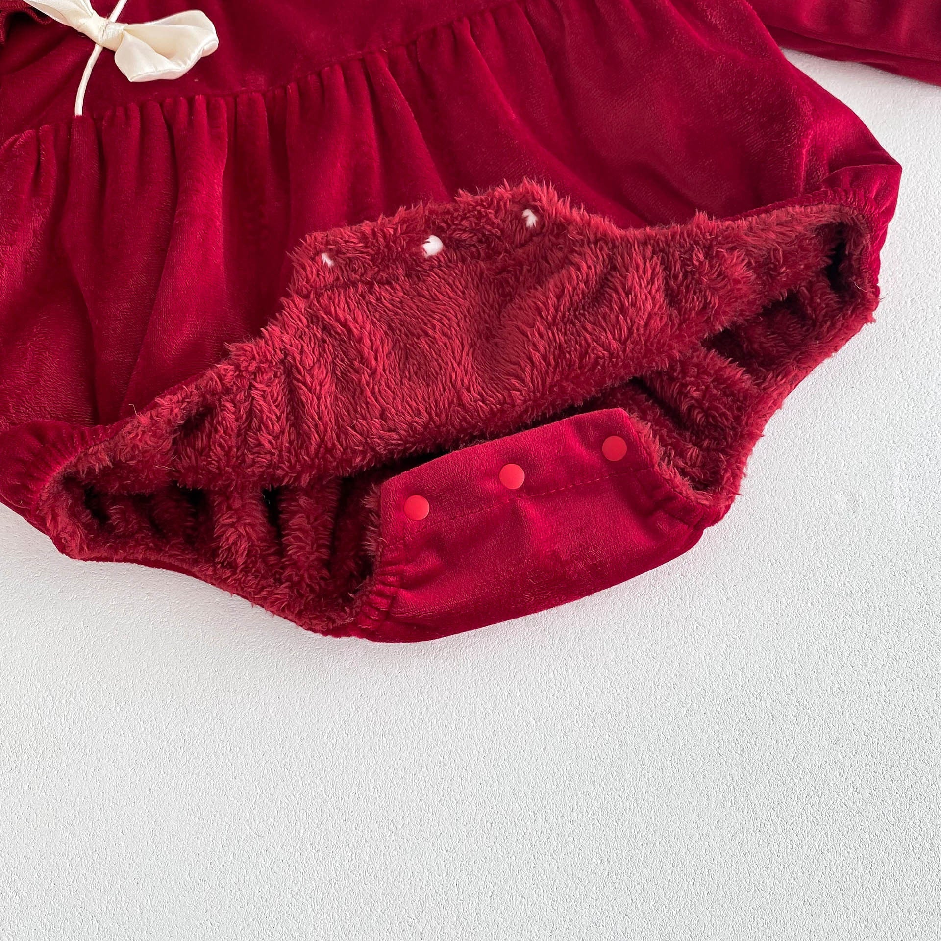 Autumn and Winter Arrival Baby Girls Long Sleeves Stand Collar Cozy Onesies Bodysuits-2