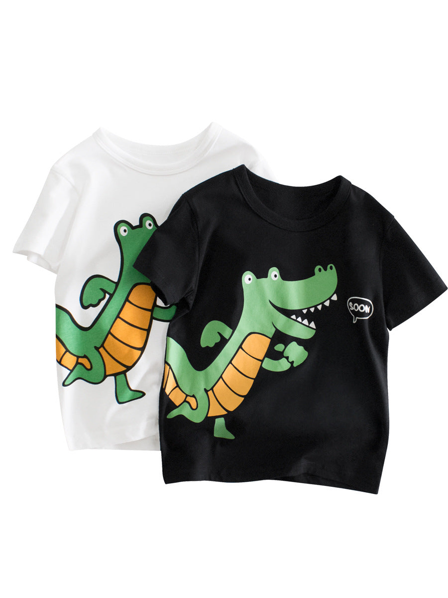 Boys’ Cartoon Crocodile Pattern T-Shirt In European And American Style